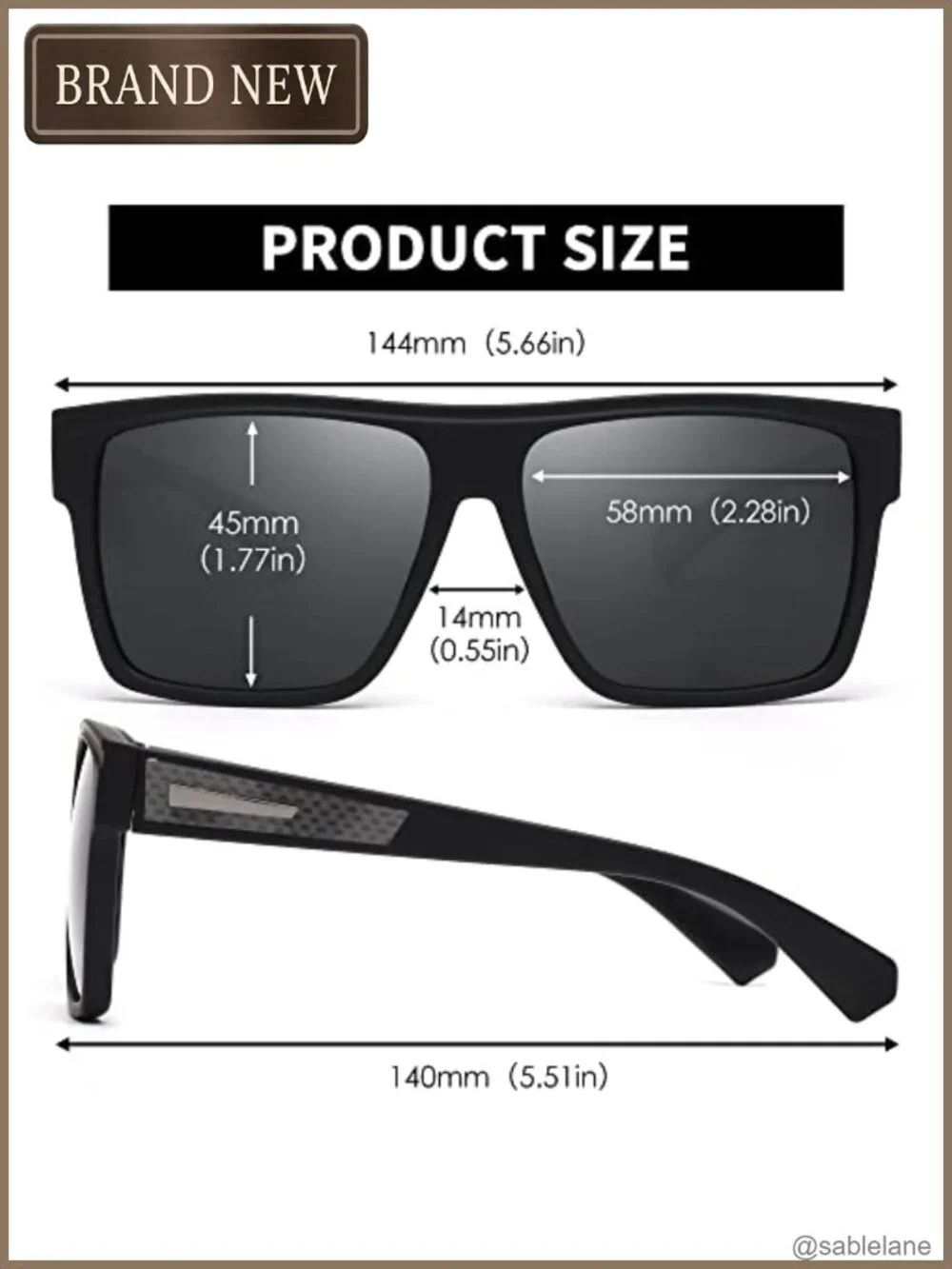 Retro Polarized Square Sunglasses UV400 for Driving Fishing Hiking